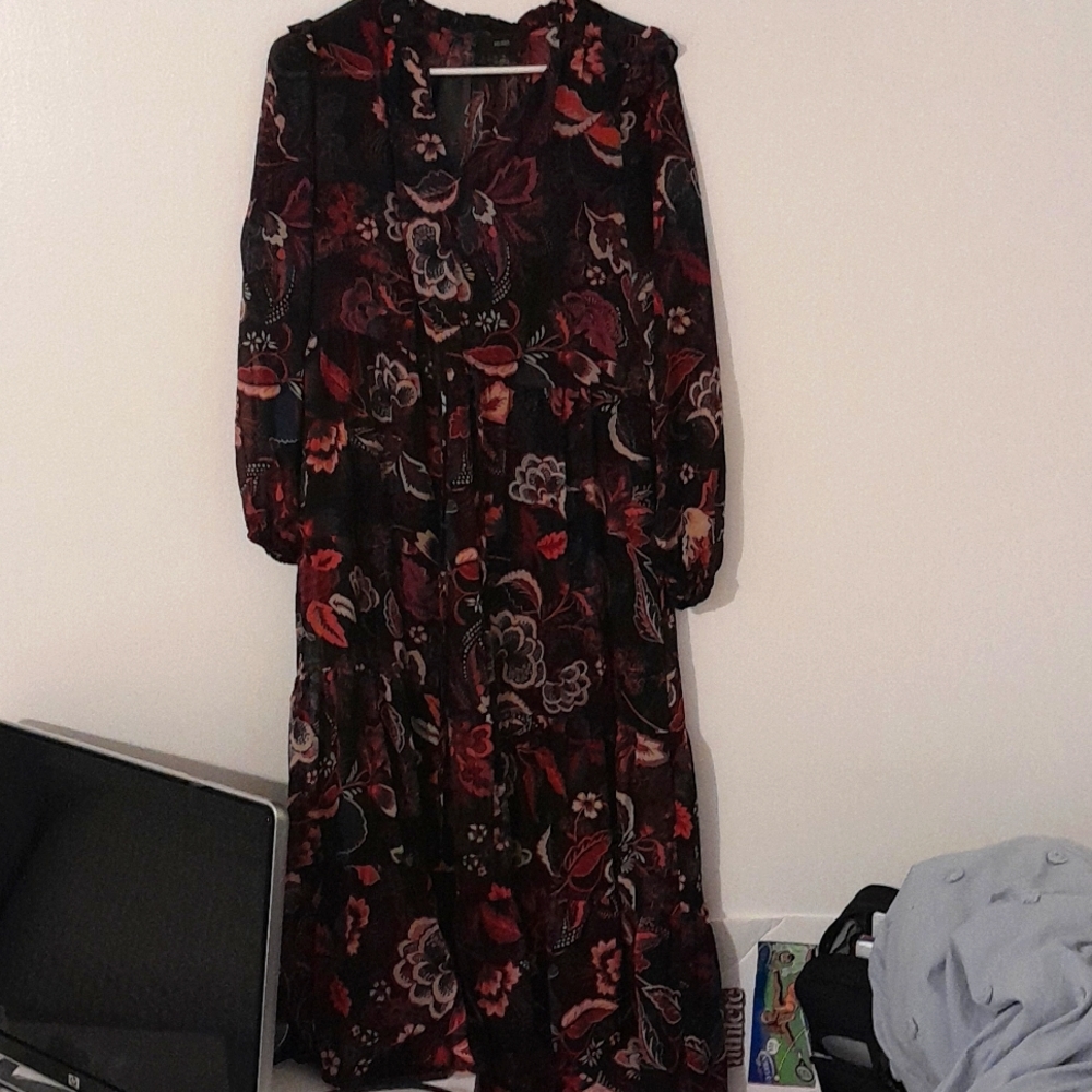 Maia Dresses | Maia Long Sleeve Midi Flare Floral Dress
